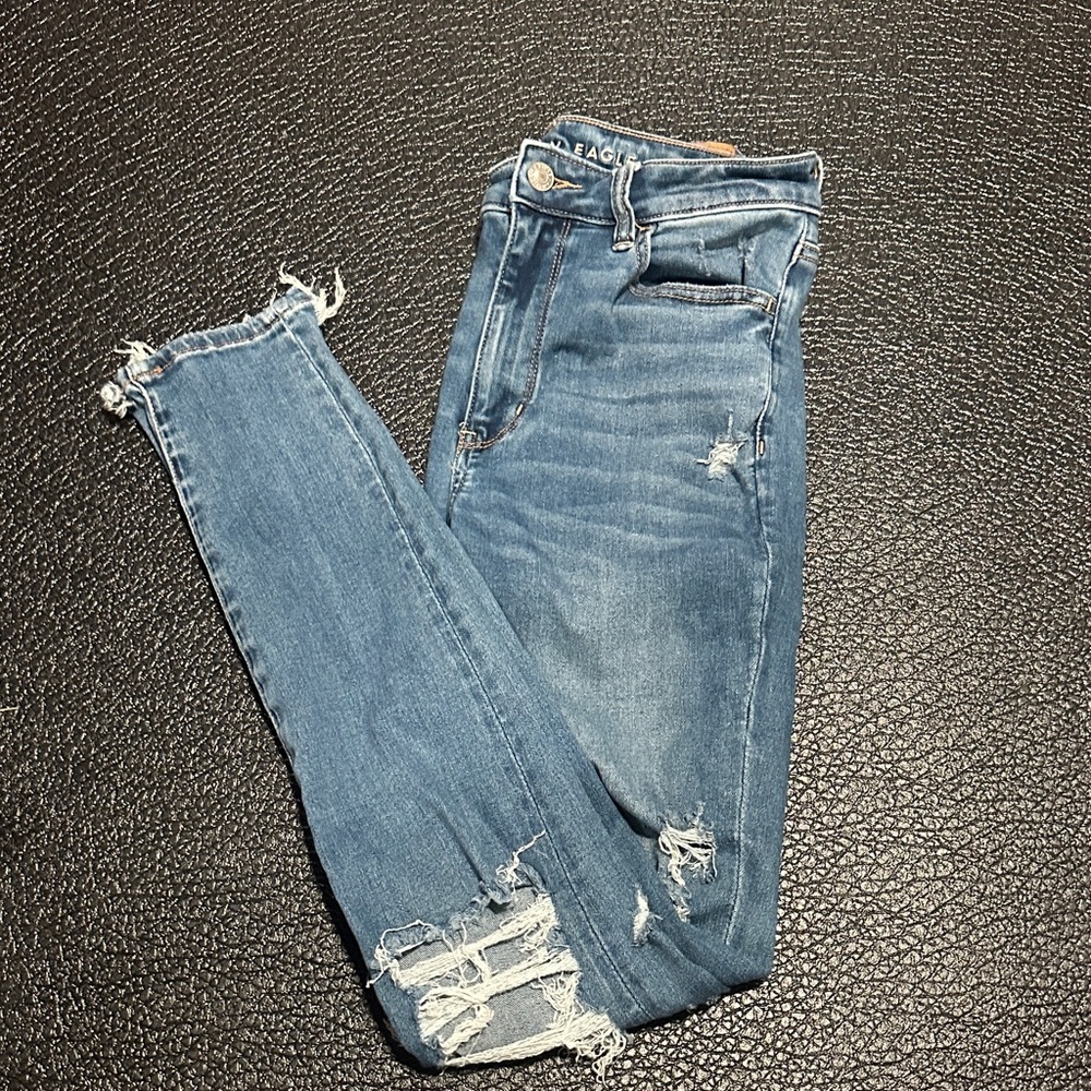 American Eagle Outfitters Women's Ripped Blue Skinny Jeans